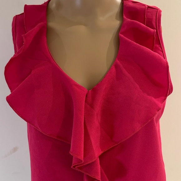 Chic Ruffle Sleeveless Blouse in Bold Pink - Picture 2 of 6